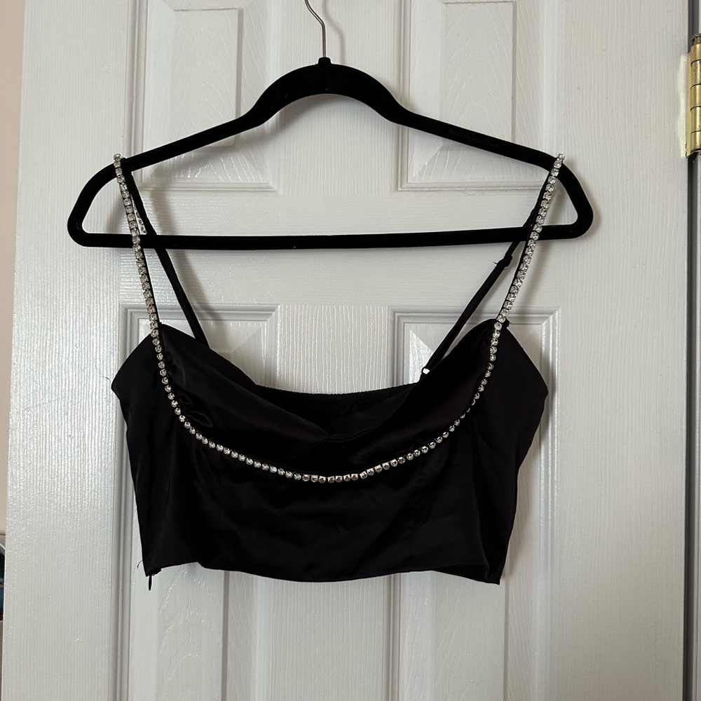Black top with diamonte/ crystals - Picture 5 of 5